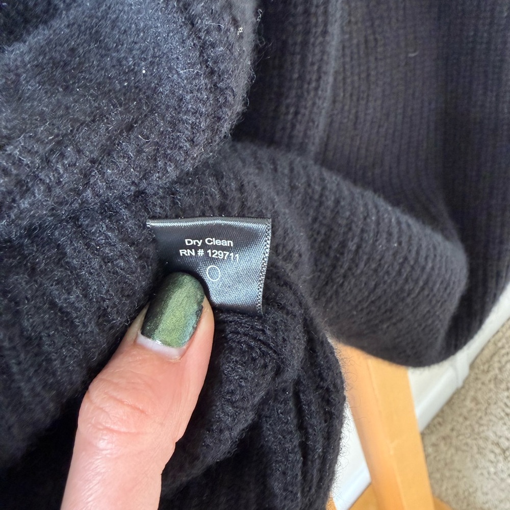 Jenni Kayne Cashmere Cocoon Black Cardigan Sweater Ribbed Oversize XXL - Picture 8 of 8